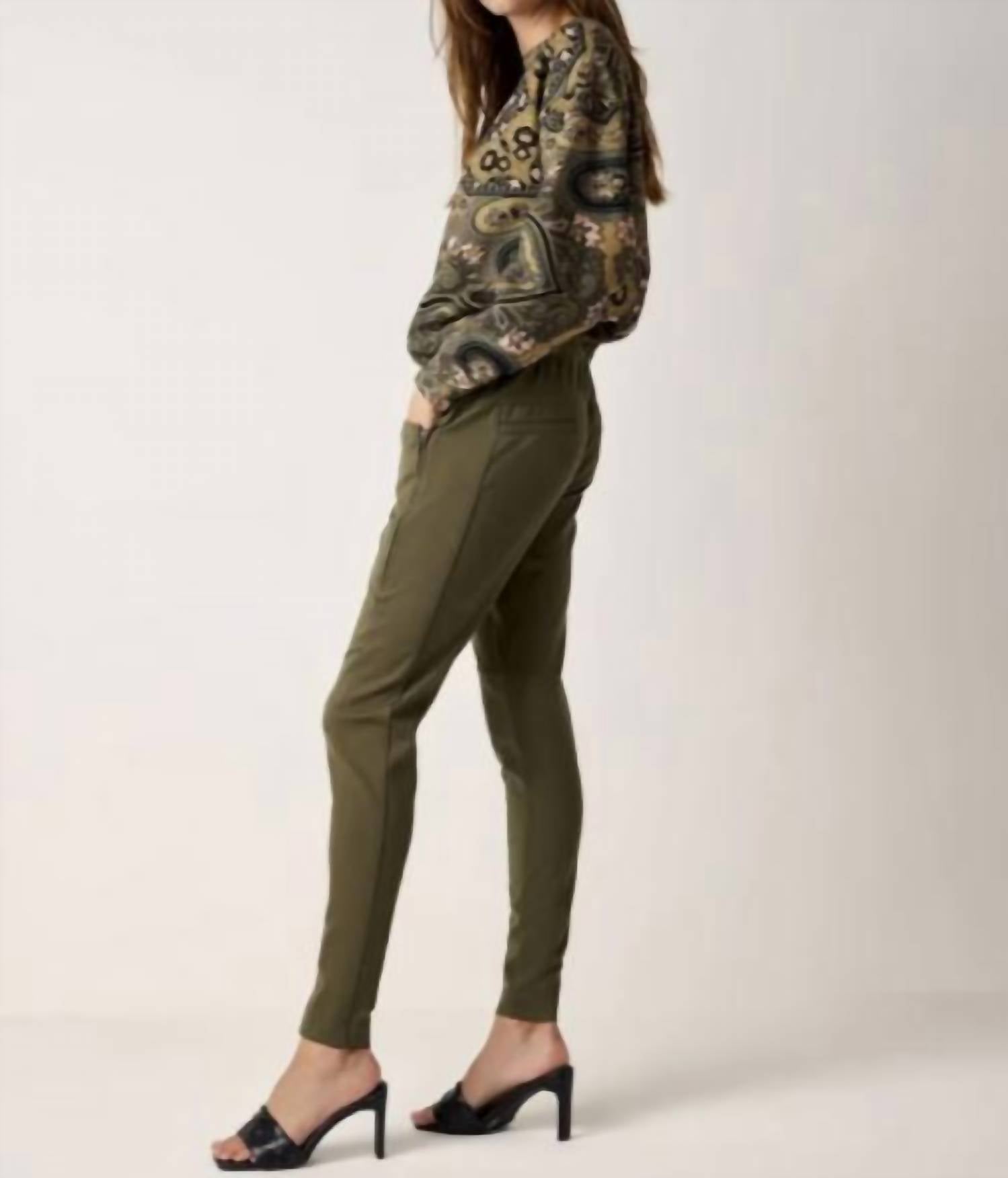 summum Boot Cut Punto Milano Trousers in ivy green - women's pants - detail view