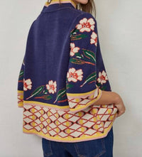 Fate Bloom Jacquard Sweater in midnight - women's sweater - alternate view