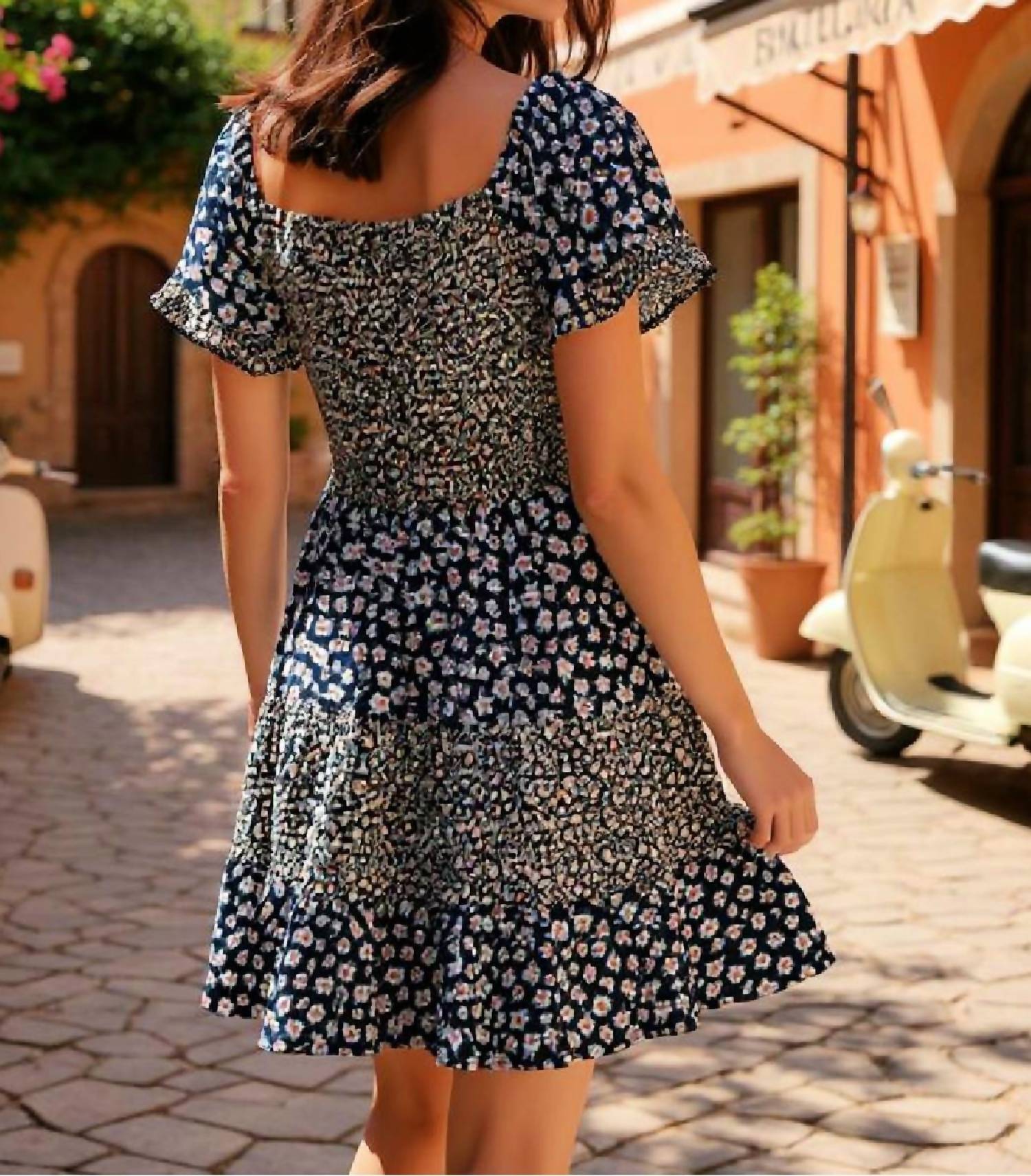 ANGIE Ditsy Floral Dress in multi - women's dress - detail view