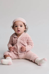 BAREFOOT DREAMS Cozychic Ultra Lite Baby Fair Isle Onesie in dusty rose - kids' item