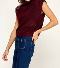 Miss Love - Women's Ribbed Sleeveless Turtleneck Sweater
