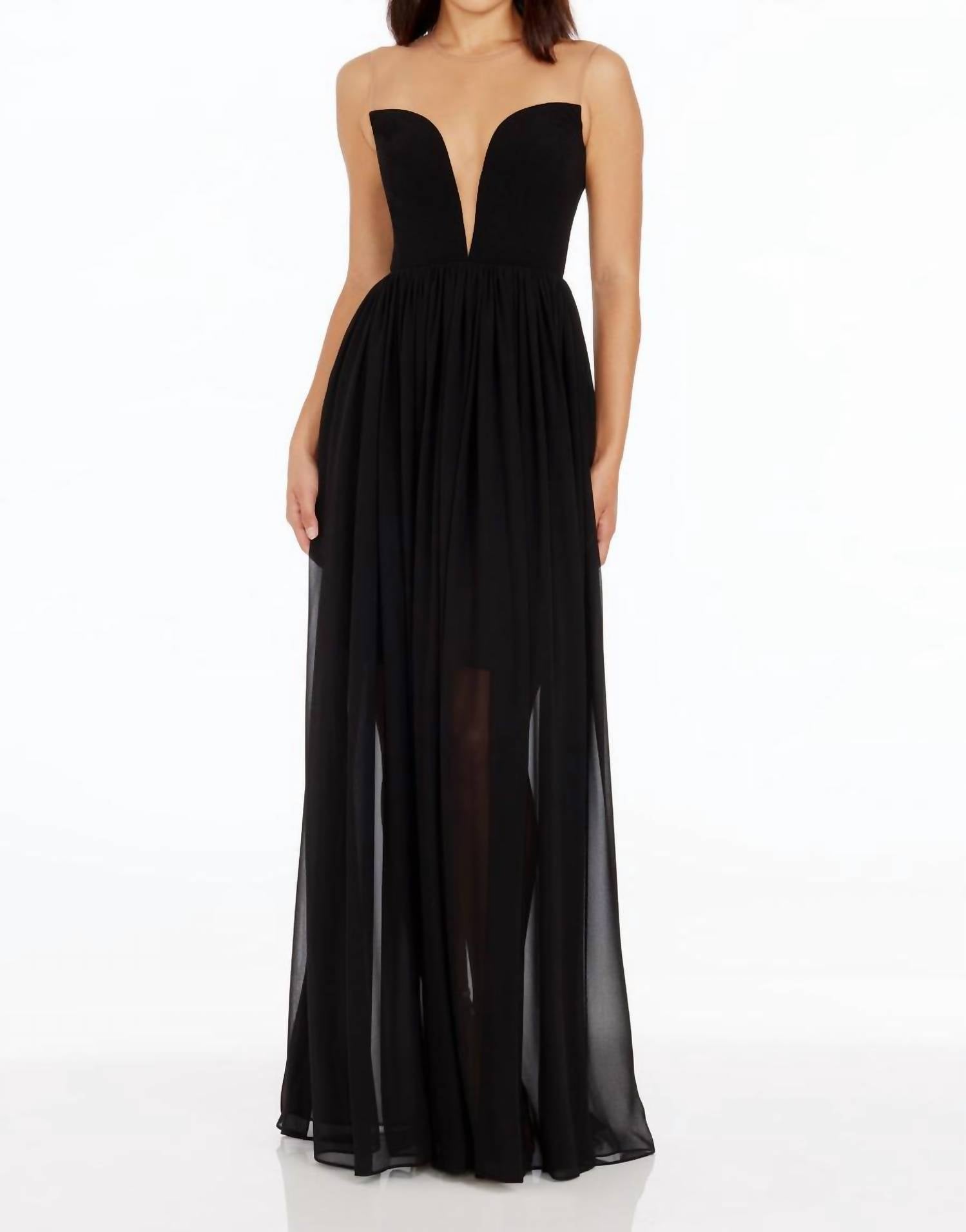 DRESS THE POPULATION Eleanor Strapless Gown in black - women's dress