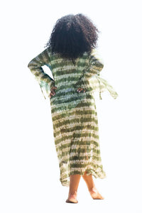 Fashion Szn Curve - Tie Dye Ruffle Resort Kaftan Cover Up - Plus Size