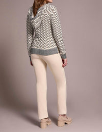 Tribal - Long Sleeve Hooded Sweater With Fringe Detail