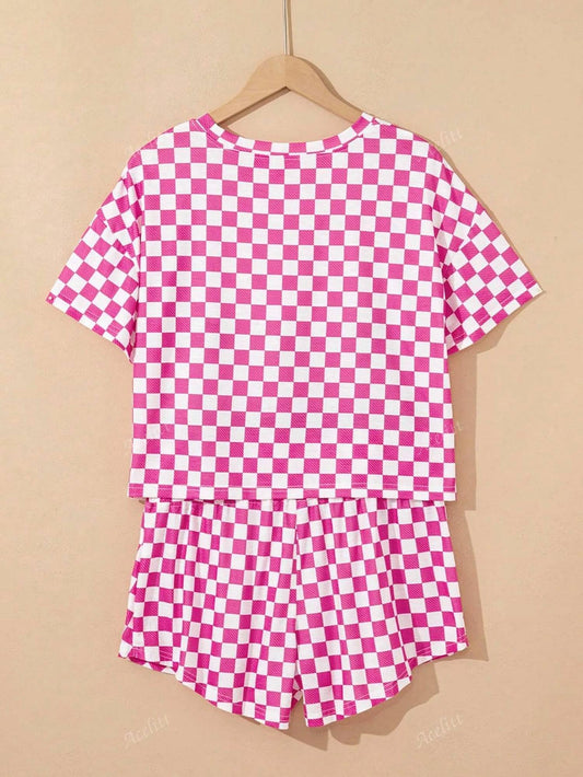 Aapparella - Women's Checkered 2-piece Skort Set