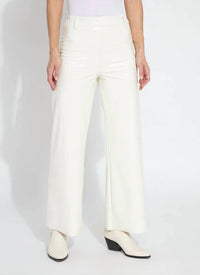 Lysse Vegan Leather Wide Leg Pants in snow white - women's pants