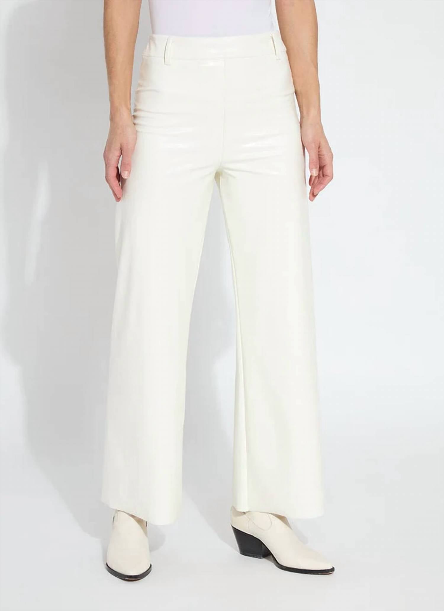 Lysse Vegan Leather Wide Leg Pants in snow white - women's pants