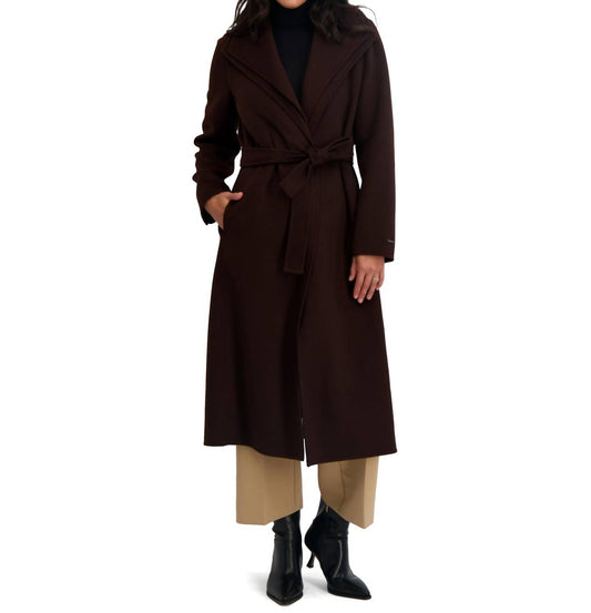 Tahari - Women's Slim Fit Double-faced Wool Blend Belted Wrap Coat