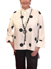 Diva Usa - Collared Button-through Blouse With High-low Hem
