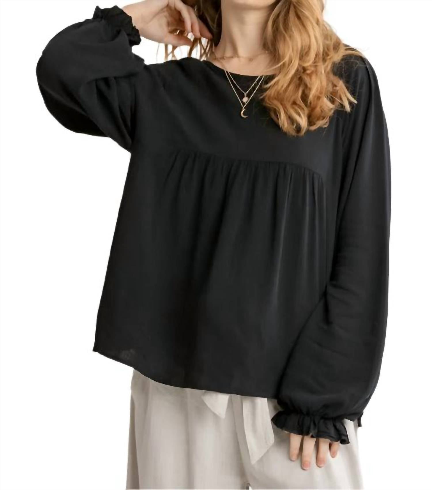 Umgee - Pleated Detail Babydoll Top