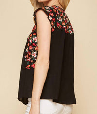 Andree By Unit - Flutter Sleeve Embroidered Top