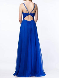 ALYCE PARIS Silky Chiffon Ruched Gown in electric blue - women's dress - detail view