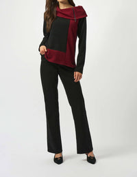 Joseph Ribkoff - Textured Knit Color-block Trapeze Top