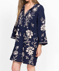 Johnny Was DANIKA KIMONO SLEEVE RELAXED DRESS in blue night - women's dress - alternate view