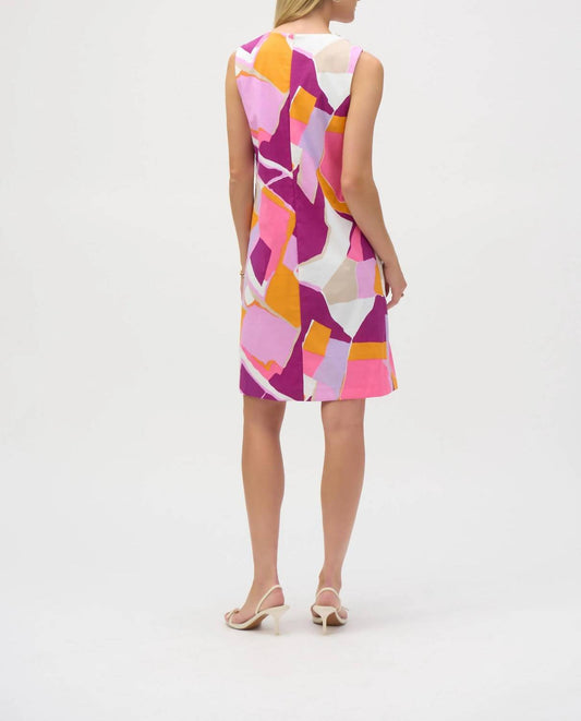 Joseph Ribkoff - Geometric Print Embellished Trapeze Dress