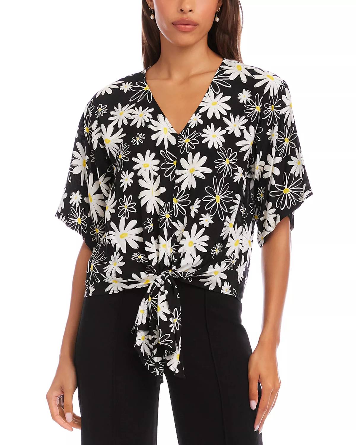Karen Kane - Fenix Flutter Sleeve Tie Front Top