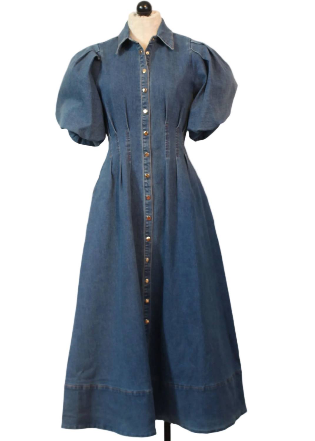 Fifteen Twenty Esme Midi Shirtdress in denim - women's dress - alternate view