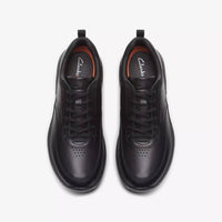 Clarks Men's Lace Sneakers in black leather - men's sneaker - detail view
