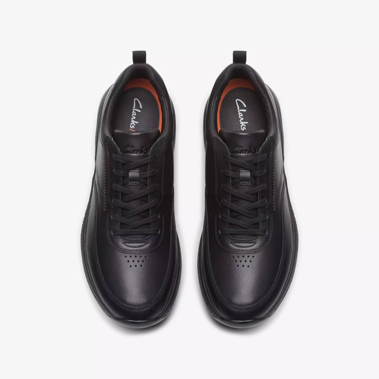 Clarks Men's Lace Sneakers in black leather - men's sneaker - detail view