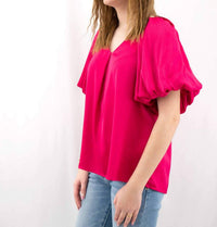 Entro - Women's Bubble Sleeve Satin Top