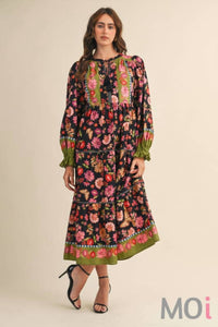 &Merci - Floral Border Print Midi Dress