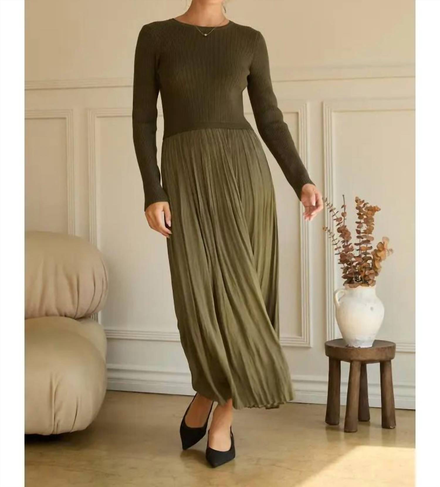 SKIES ARE BLUE Talia Dress in olive - women's dress