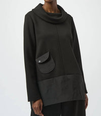 Joseph Ribkoff Cowl Neck Long Sleeves Tunic Top in black - women's shirt - detail view