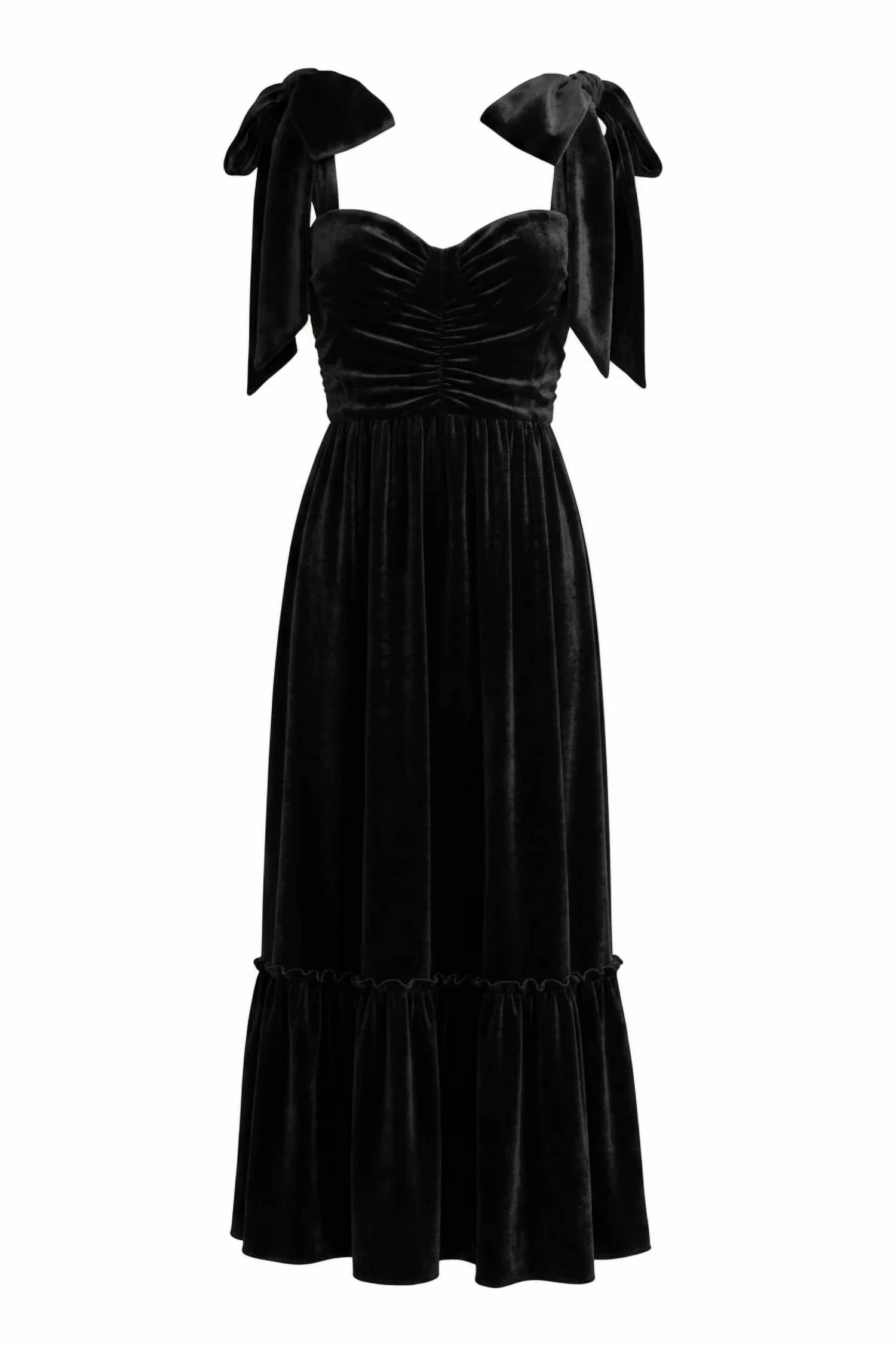 So Me - Women's Velvet Feminine Holiday Dress With Ribbon Strap