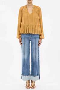Ulla Johnson - Leandra Silk Crinkle Solid Blouse
