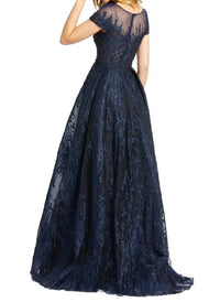 Mac Duggal - Long Formal Cap Sleeve Evening Gown