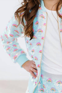 Mila & Rose Girl's Rainbow Sequin Jacket in mint - item - detail view