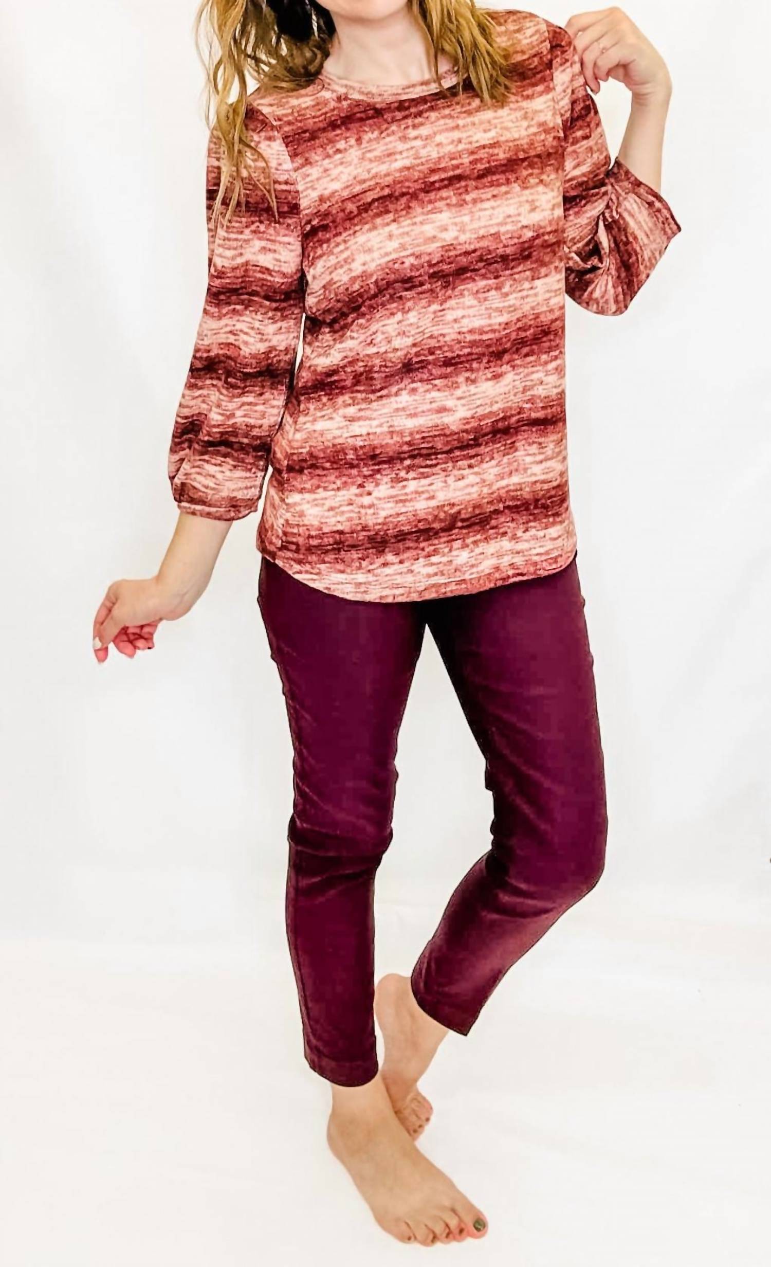 Multiples - Three Quarter Tuck Sleeve Top