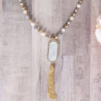Southern Grace - Women's Oval Iridescent Pendant Necklace