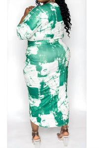 Dress Day - V Neck Ruched Bodycon Dress