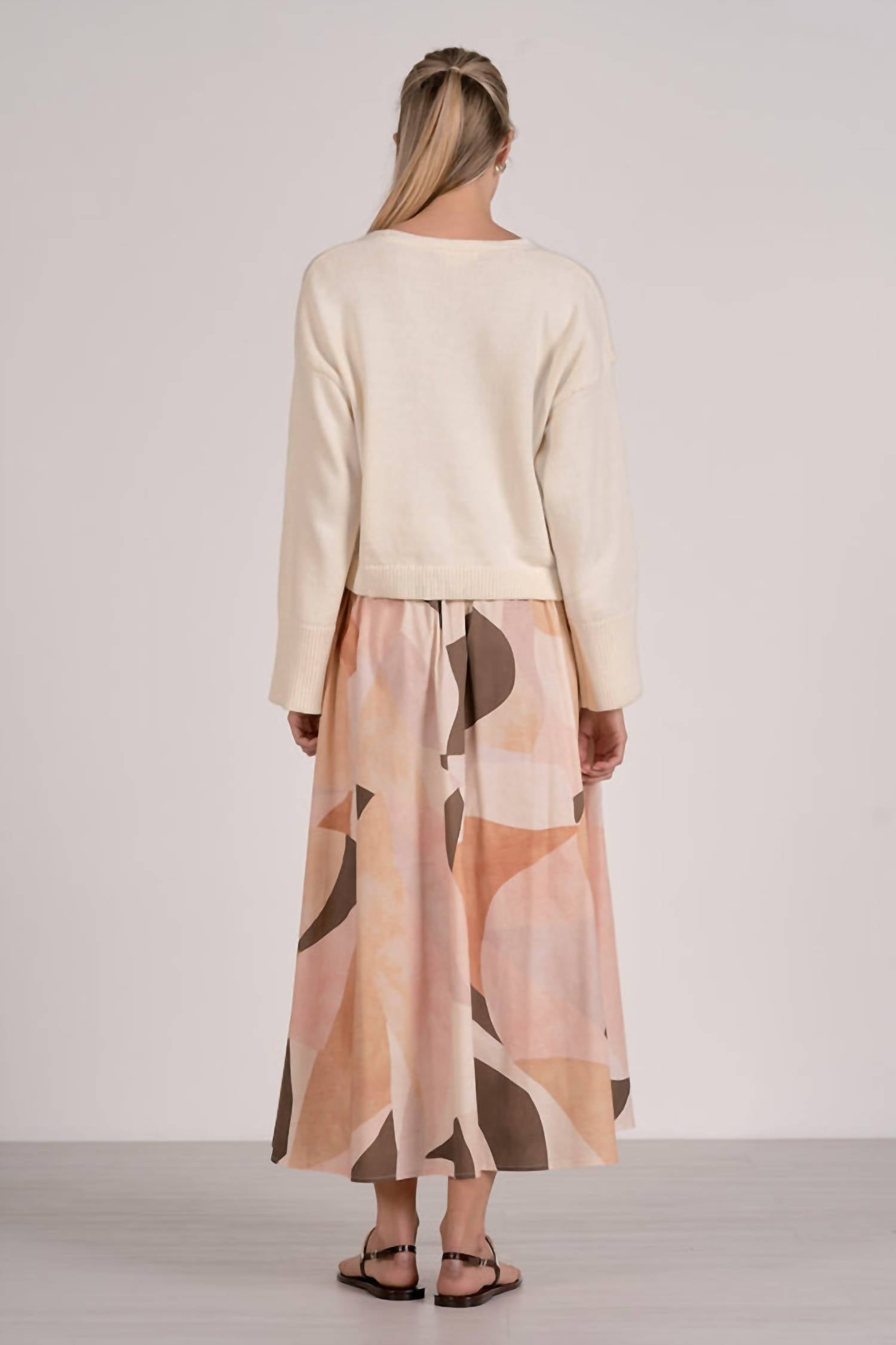 Elan - Desert Skies Elastic Waist Midi Skirt