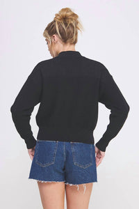 Allie Rose - Dolman Half Zip Rib Sweater