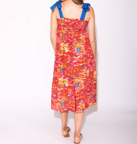 Tcec - Women's Summer Canvas Tie Straps Midi Dress