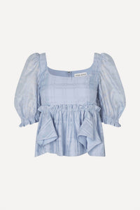 Stine Goya - Sheer Ruffling Puffy Sleeve Top