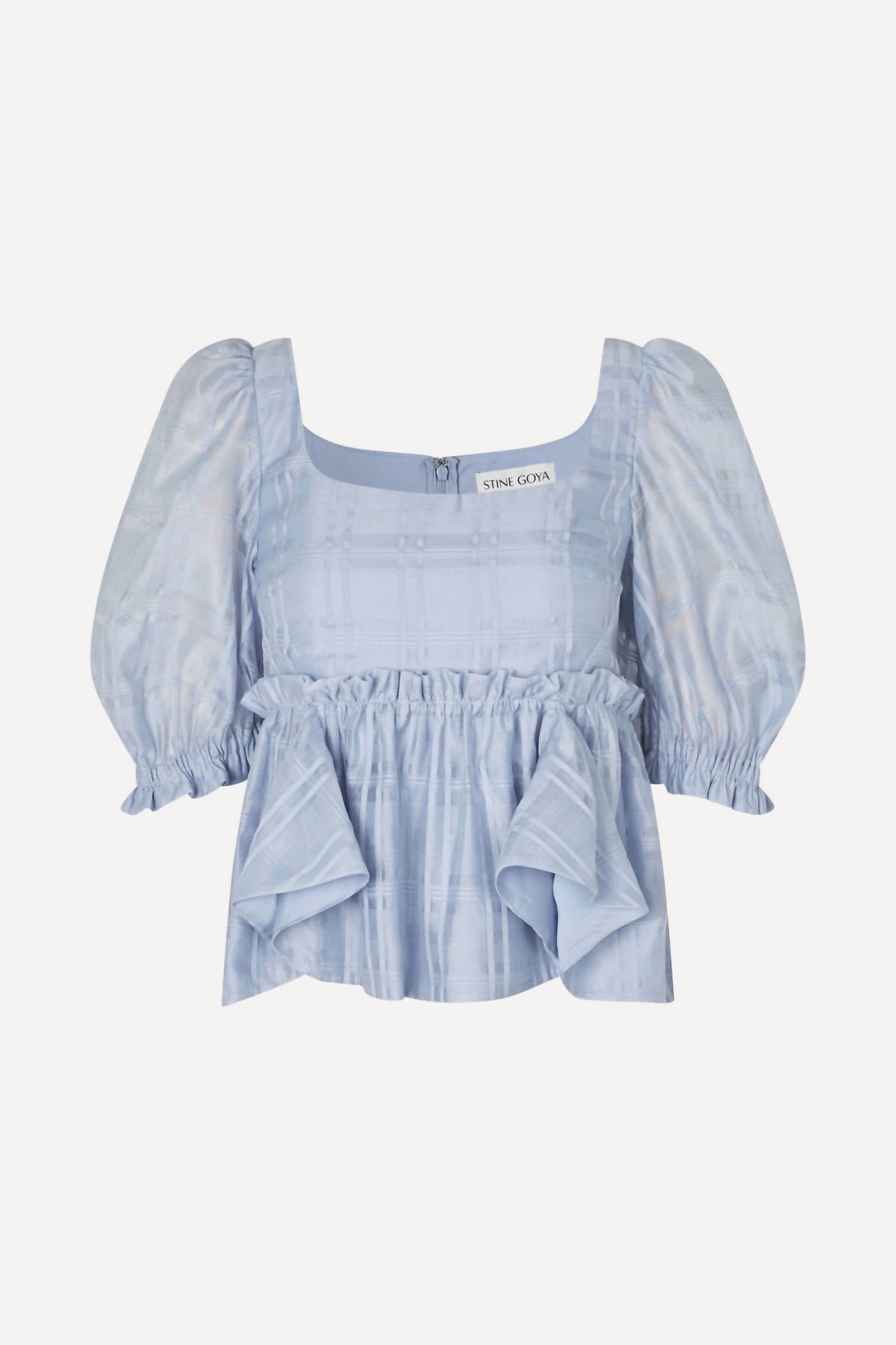 Stine Goya - Sheer Ruffling Puffy Sleeve Top
