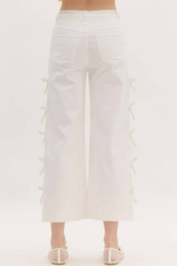 Entro - Cropped Fixed Mini Bows Jeans
