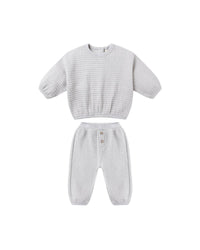 Quincy Mae Textured Sweat Set in frost - item - alternate view