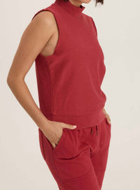 Wearables - Corundum Isolde Mock Neck Crepe Knit Tank Top