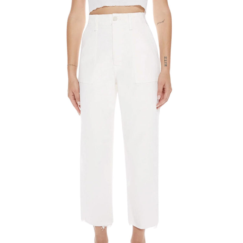 Mother Patch Pocket Private Ankle Fray Pant in cream puffs - women's pants