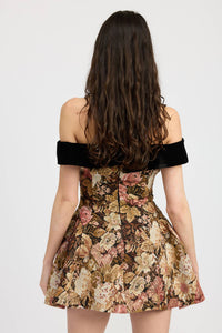 En Saison Carey Mini Dress in pink gold black - women's dress - detail view