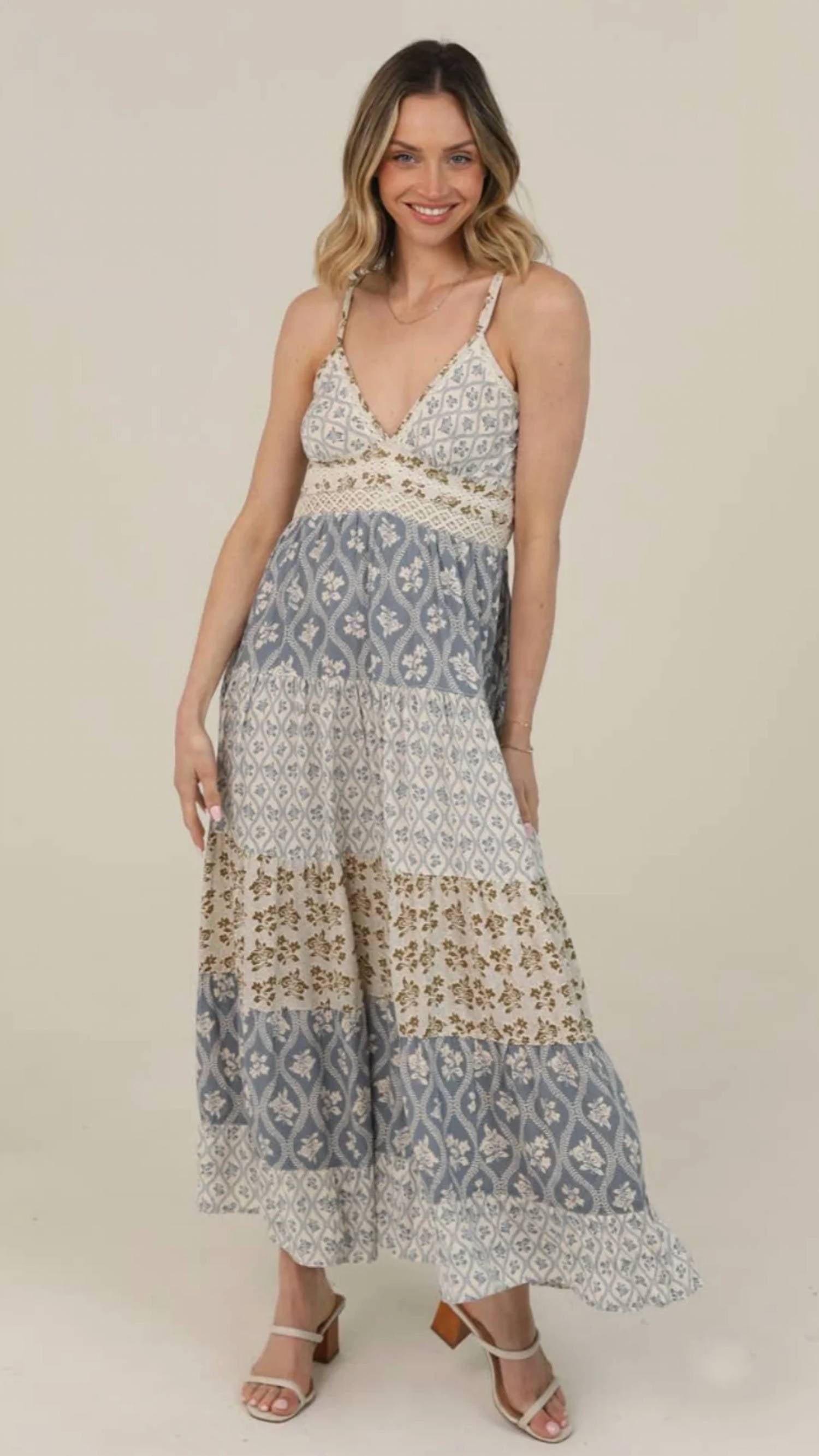 Angie - Lace Trim Maxi Dress