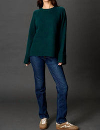 Before You Collection Ashton Wide Sleeve With Folded Cuff Sweater in forest green - women's cardigan - view 4