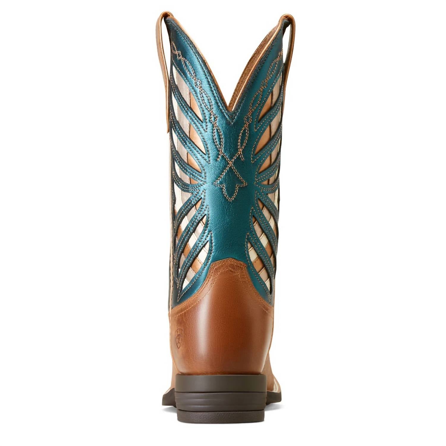 ARIAT Women's Longview Western Boot in buttered rum metallic sea - women's shoe - detail view