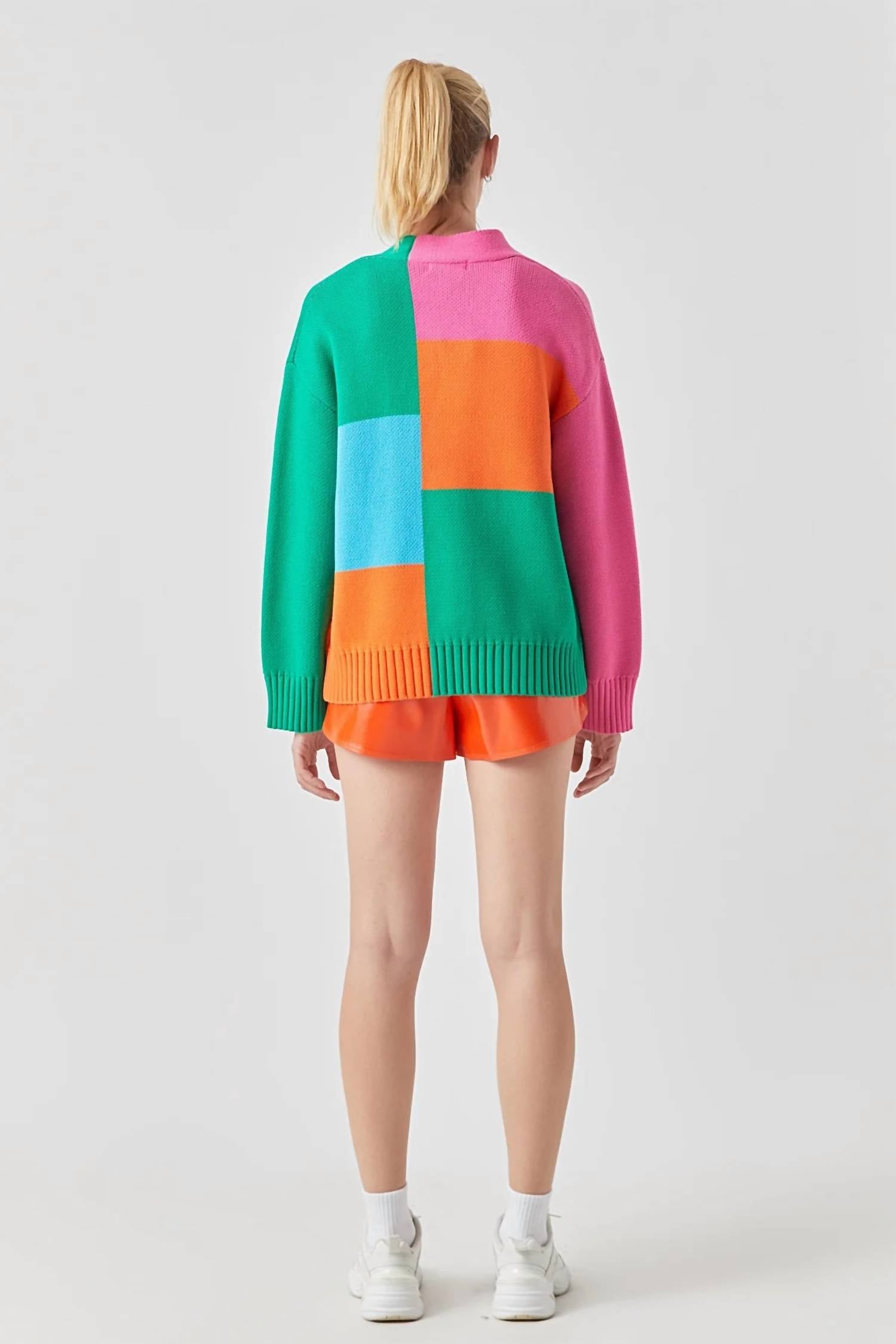 Grey Lab - Abstract Colorblock Cardigan