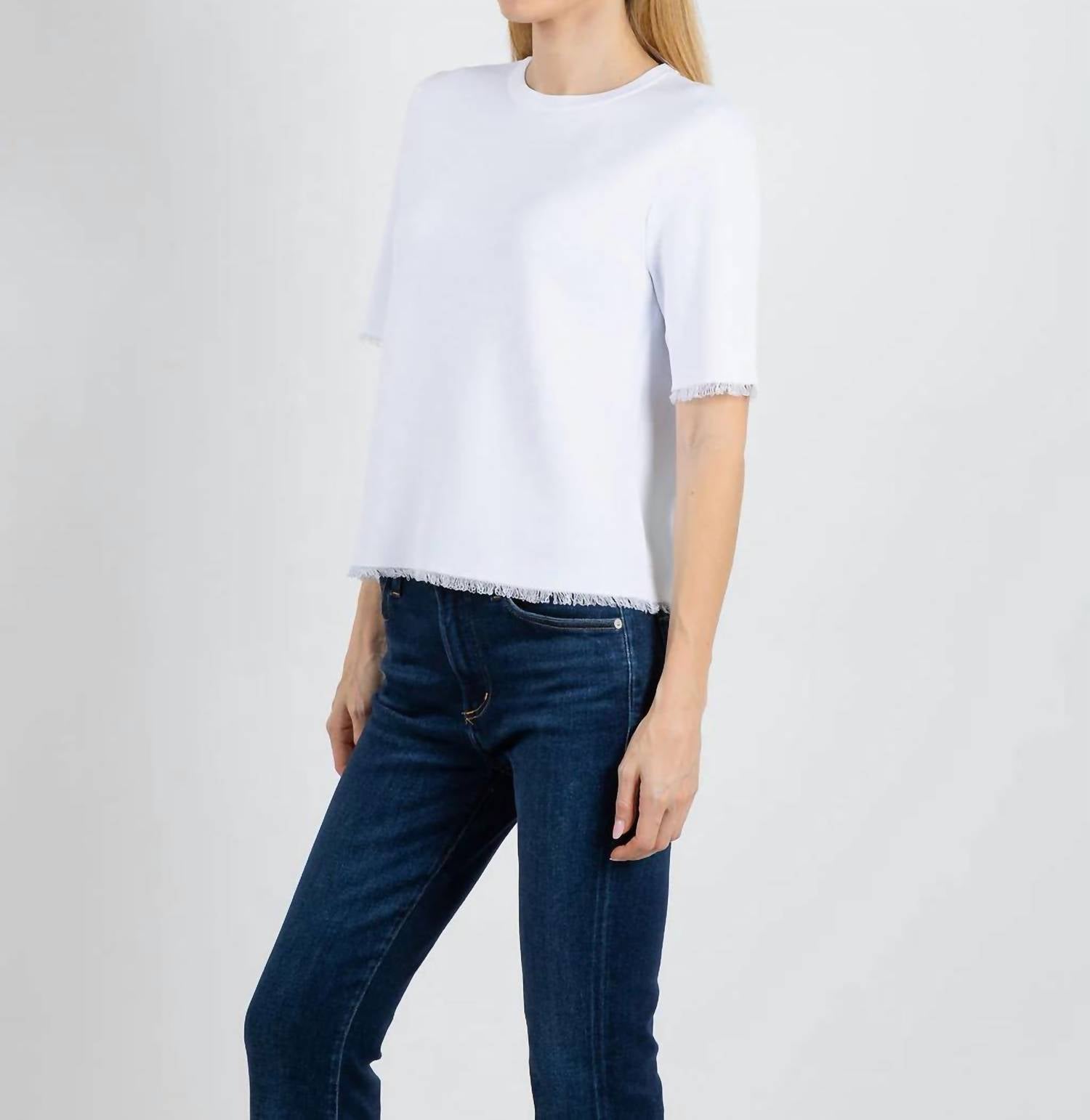 Elliott Lauren - Fringe Elbow Sleeve Sweater - Plus