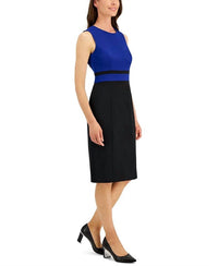Kasper Colorblocked Sleeveless Sheath Dress in black - women's dress - alternate view
